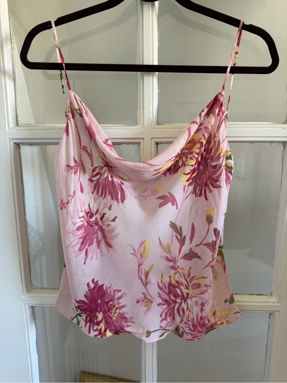NWOT Reformation Pink Floral Cowl-Neck Camisole